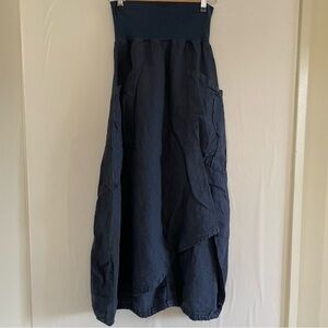 Haris Cotton Blue Linen Skirt Size S